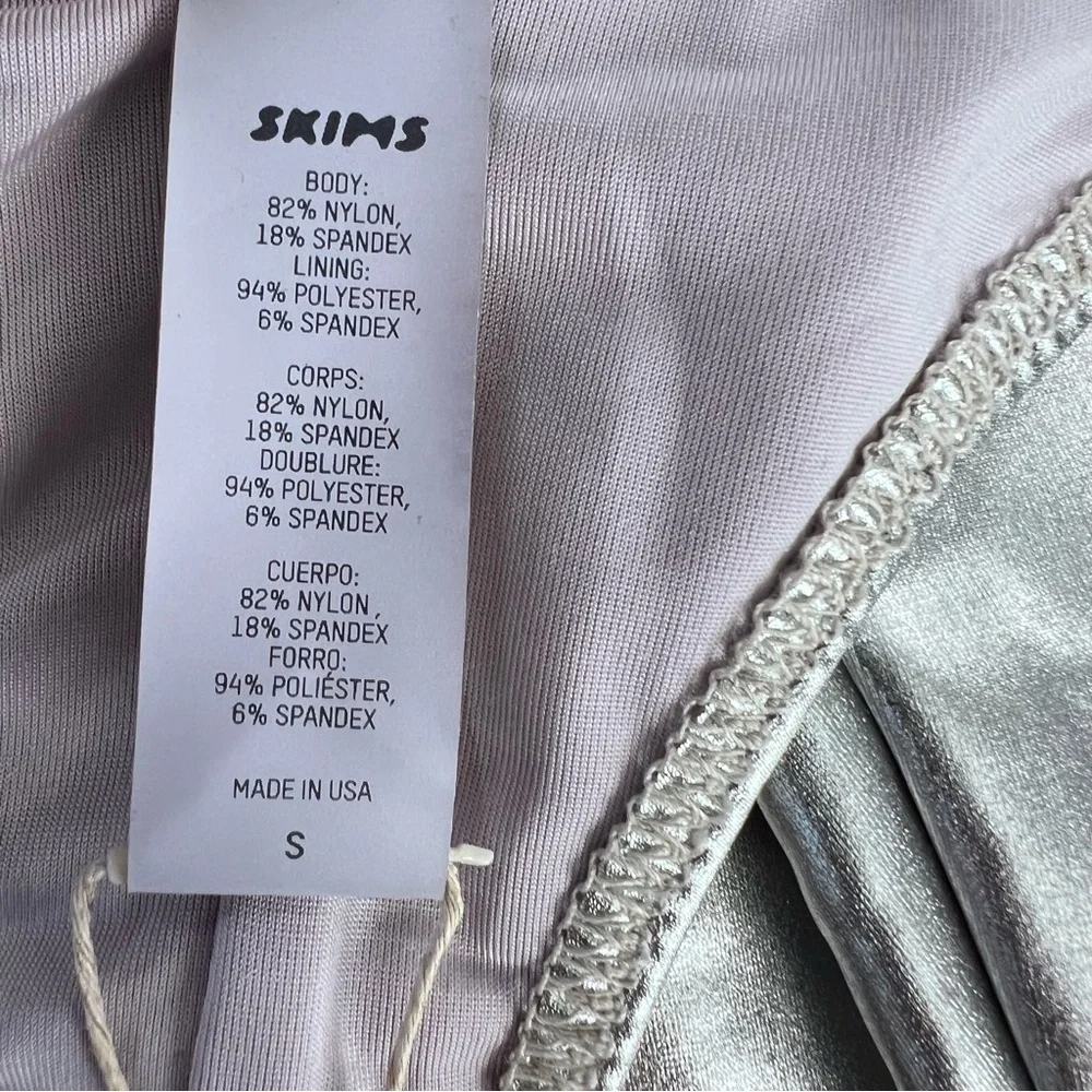 Skims Nickel Metallic Swim Cycle Suit Women Small one piece Silver suit B13